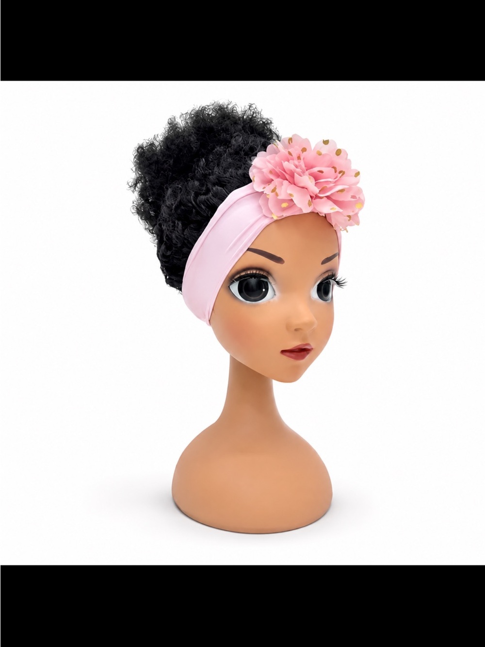 Girls Pink Floral Stretch Headband - Soft Elastic Hair Band